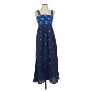 Nimo with love Mexican flower dress Blue Floral Midi Anthropologie XS